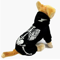 HKM-1319869 Luminous Skeleton Dog Sweater for Pets - Black and Red, Sizes S, M, L, XL