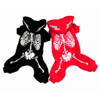 HKM-1319869 Luminous Skeleton Dog Sweater for Pets - Black and Red, Sizes S, M, L, XL