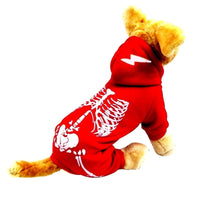 HKM-1319869 Luminous Skeleton Dog Sweater for Pets - Black and Red, Sizes S, M, L, XL