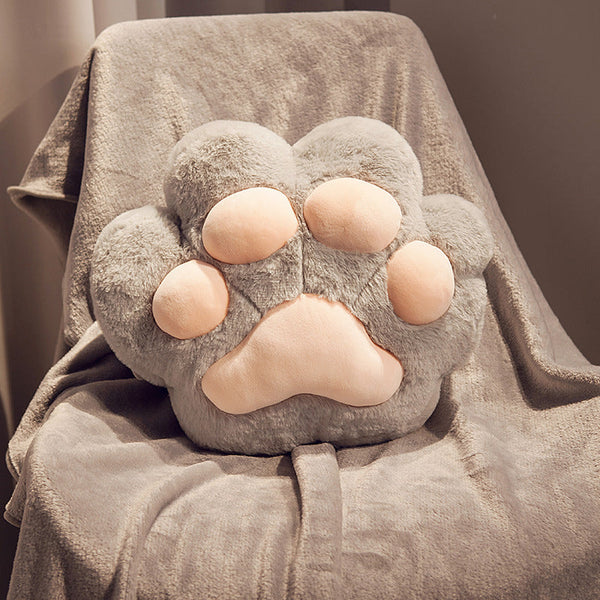 HKM-131987 Cartoon Style Cat's Paw Plush Car Cushion with Blanket for Office and Travel