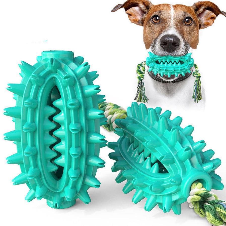 HKM-132051 Durable TPR Dog Toy with Rope Cactus Molar Stick for Chewing and Teeth Cleaning