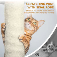 HKM-1321149 Dark Gray Cat Tree Tower with Wide Base, 3 Large Condos, 11 Scratching Posts, 2 Hammocks, and Interactive Toy