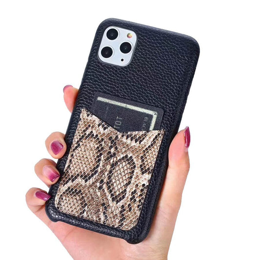 HKM-132115 Snake Pattern Shockproof Mobile Phone Case with Card Pocket - Eco-Friendly PU Material