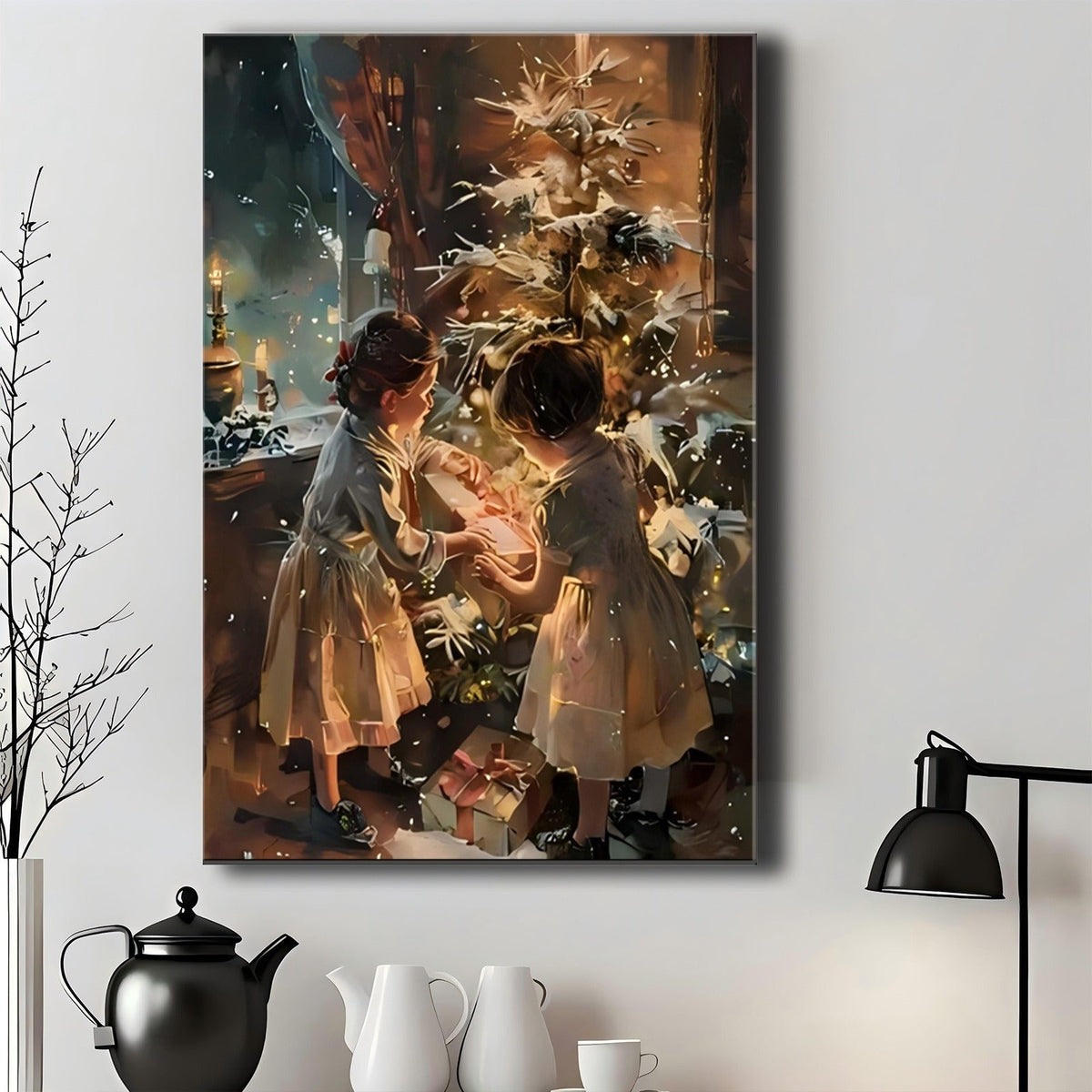 HKM-132115 Wrapped Canvas Wall Art in Pine Frame for Seasonal Home Decor