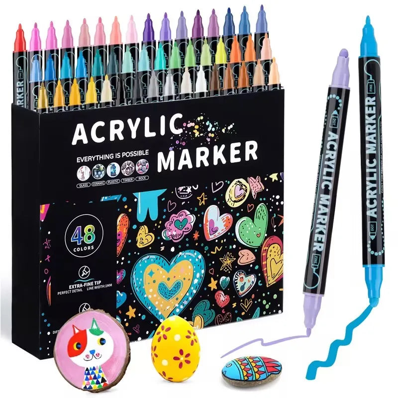 HKM-132307 28-Colour 0.7mm Water-Based Permanent Acrylic Paint Marker Set