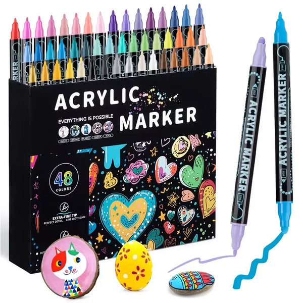 HKM-132307 28-Colour 0.7mm Water-Based Permanent Acrylic Paint Marker Set
