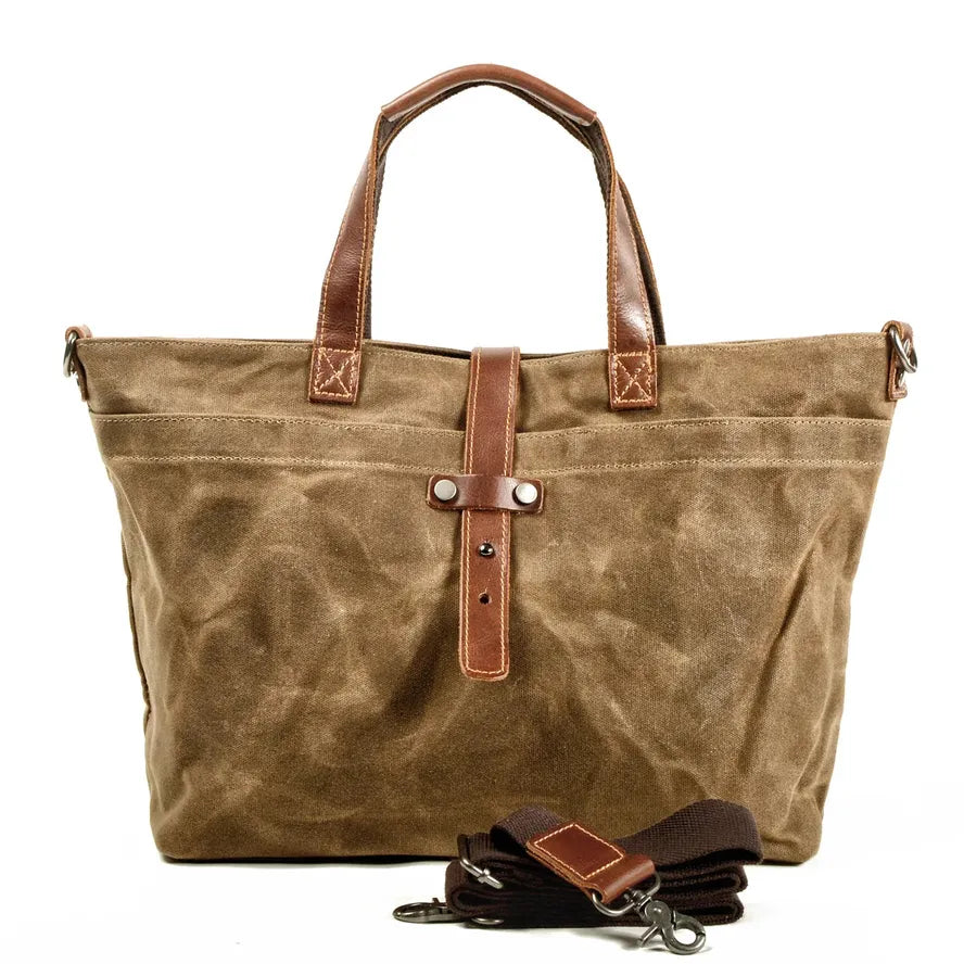 HKM-132435 Ladies Waxed Canvas Tote Shoulder Bag