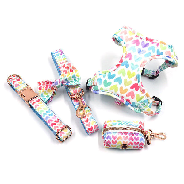 HKM-1326525 Pet Safety Set: Collar, Leash, Bow, Harness, and Trash Bags for Small to Extra Large Dogs