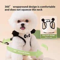 HKM-1327037 Lambswool Dog Leash with Animal-Shaped Handle in White Panda and Pink Bear Designs