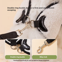 HKM-1327037 Lambswool Dog Leash with Animal-Shaped Handle in White Panda and Pink Bear Designs