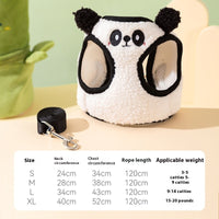 HKM-1327037 Lambswool Dog Leash with Animal-Shaped Handle in White Panda and Pink Bear Designs