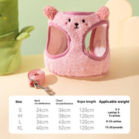 HKM-1327037 Lambswool Dog Leash with Animal-Shaped Handle in White Panda and Pink Bear Designs