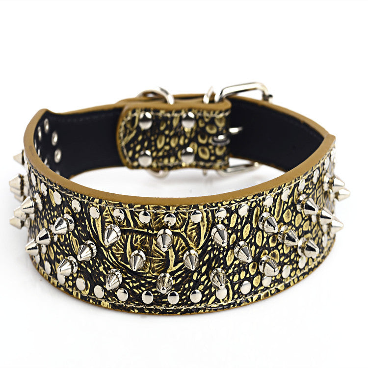 HKM-1329213 Rivet Design PU Leather Dog Collar for Medium and Large Breeds in Various Colors