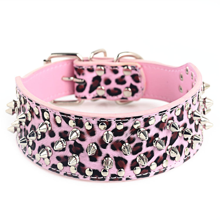 HKM-1329213 Rivet Design PU Leather Dog Collar for Medium and Large Breeds in Various Colors