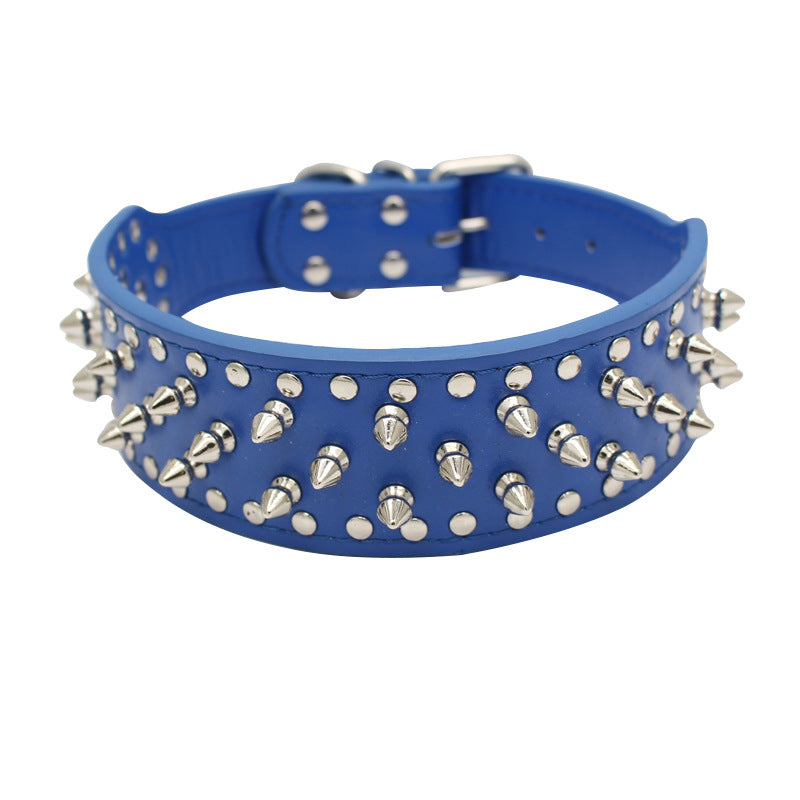 HKM-1329213 Rivet Design PU Leather Dog Collar for Medium and Large Breeds in Various Colors
