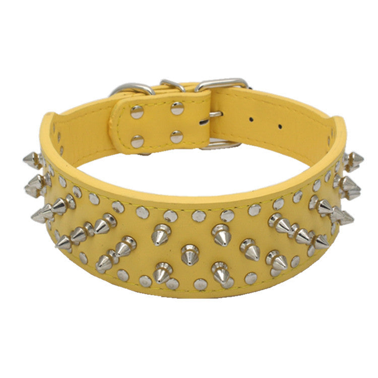 HKM-1329213 Rivet Design PU Leather Dog Collar for Medium and Large Breeds in Various Colors