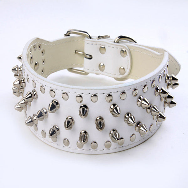 HKM-1329213 Rivet Design PU Leather Dog Collar for Medium and Large Breeds in Various Colors