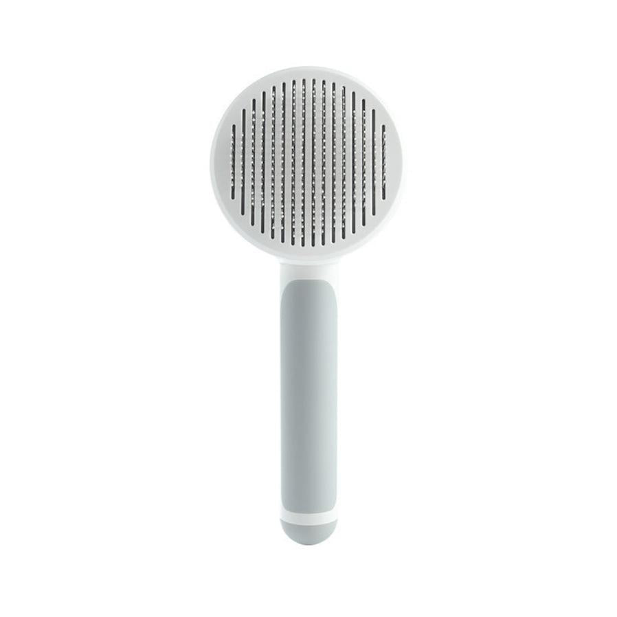 HKM-133075 Self-Cleaning Round Handle Pet Comb with Sticky Bead Steel Teeth for Easy Hair Removal
