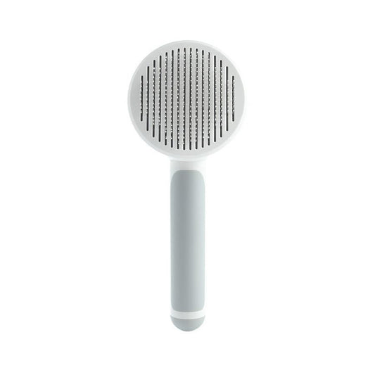 HKM-133075 Self-Cleaning Round Handle Pet Comb with Sticky Bead Steel Teeth for Easy Hair Removal