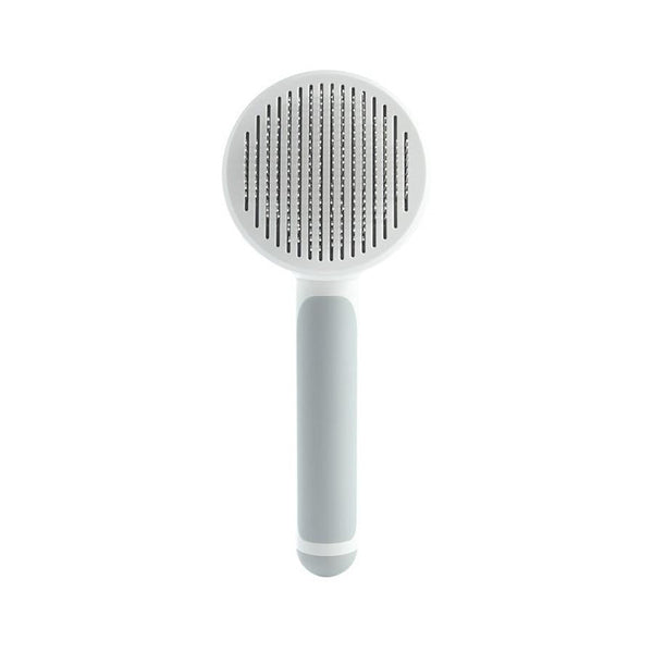 HKM-133075 Self-Cleaning Round Handle Pet Comb with Sticky Bead Steel Teeth for Easy Hair Removal
