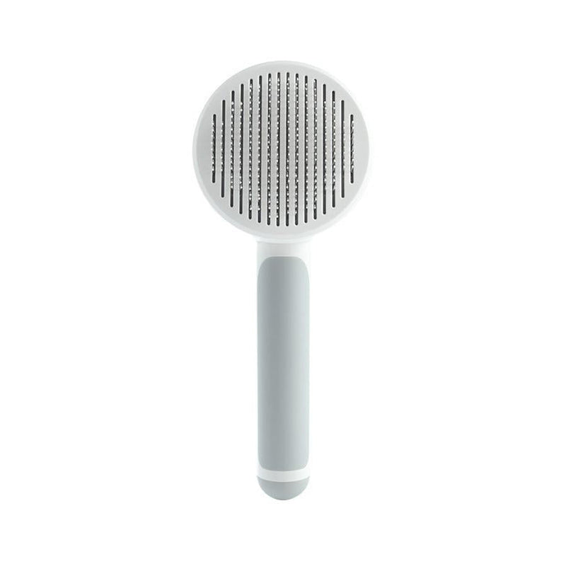 HKM-133075 Self-Cleaning Round Handle Pet Comb with Sticky Bead Steel Teeth for Easy Hair Removal