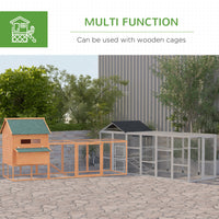HKM-1330877 Wooden Chicken Coop Run for 6-10 Chickens with Storage, Perches and Lockable Door - 141.75" x 48" x 61" Gray