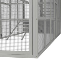 HKM-1330877 Wooden Chicken Coop Run for 6-10 Chickens with Storage, Perches and Lockable Door - 141.75" x 48" x 61" Gray