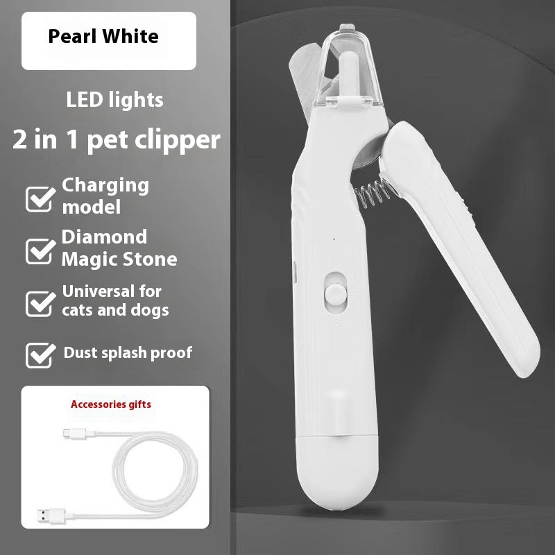 HKM-1331005 2-in-1 Pet Nail Clipper and Grinder with LED Light for Dogs and Cats - Safe Nail Trimming Tool