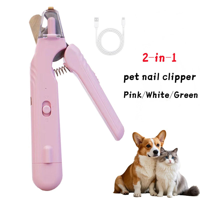HKM-1331005 2-in-1 Pet Nail Clipper and Grinder with LED Light for Dogs and Cats - Safe Nail Trimming Tool