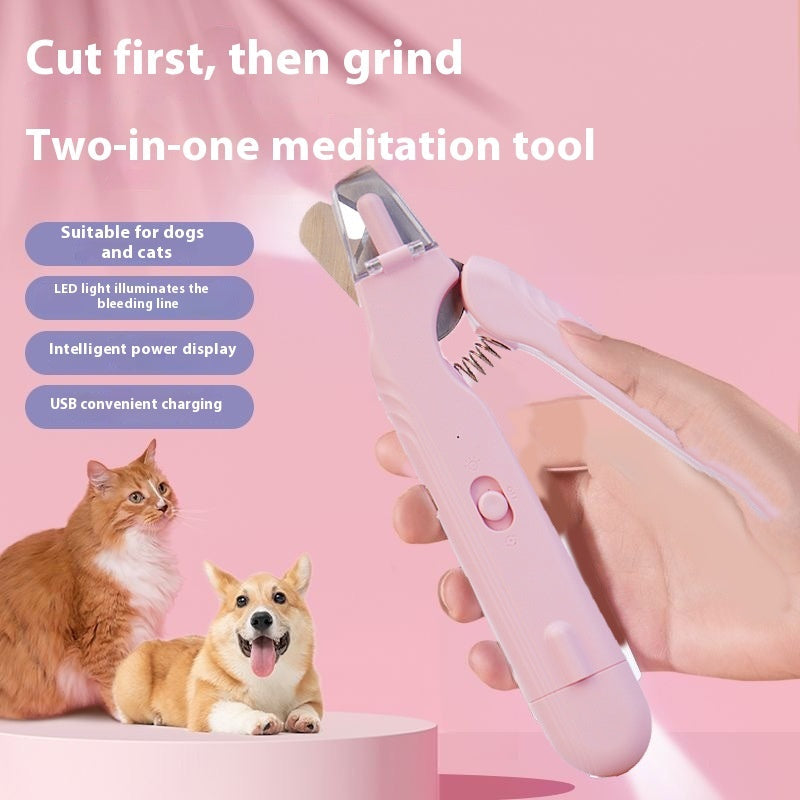 HKM-1331005 2-in-1 Pet Nail Clipper and Grinder with LED Light for Dogs and Cats - Safe Nail Trimming Tool