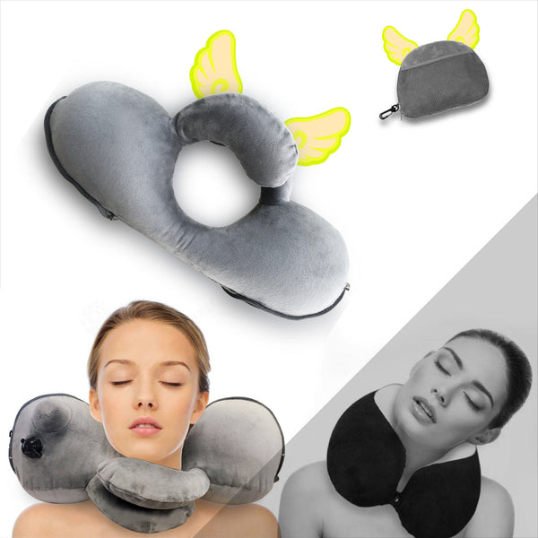 HKM-133139 Inflatable U-Shaped Neck Pillow with Removable Cover and Storage Bag
