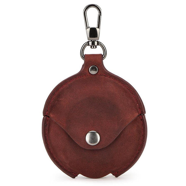 HKM-133203 Crazy Horse Leather Case for Huawei Freebuds 3 - Stylish Clamshell Design in Brown, Dark Brown, Royal Blue, and Burgundy