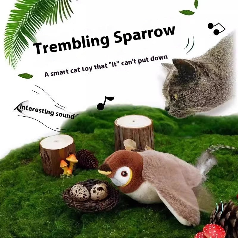 HKM-1333821 Vibrating Plush Cat Toy with Sound Sensation - Assorted Bird Designs