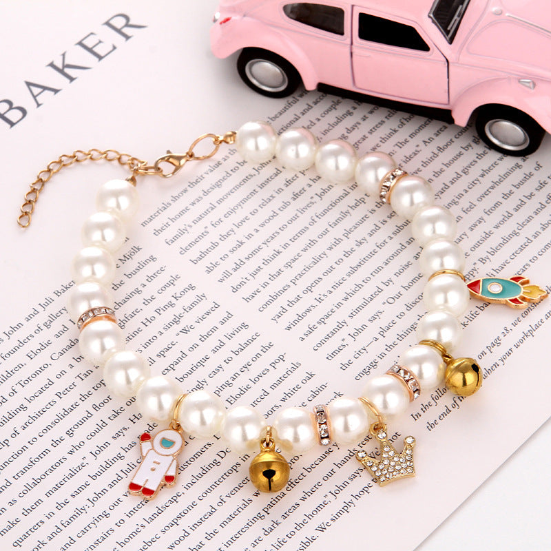 HKM-1334973 Fashionable Pearl Pet Collar in Cartoon & Stylish Designs - Available in Multiple Styles and Sizes