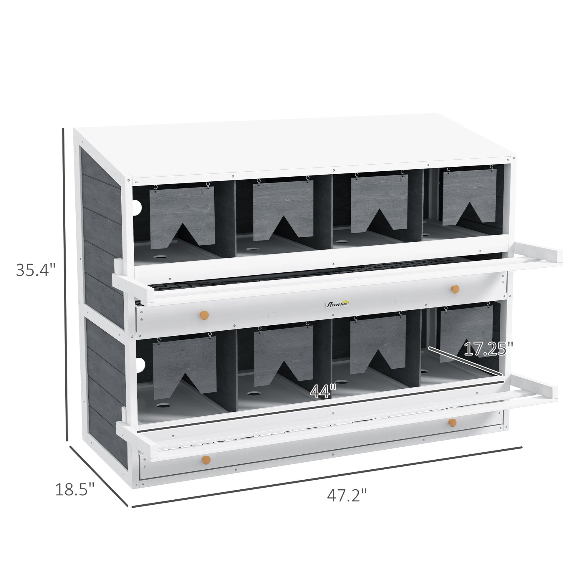 HKM-1336637 8 Compartment Wooden Chicken Nesting Box with Egg Collection Trays and Perches for 16-32 Hens