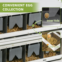 HKM-1336637 8 Compartment Wooden Chicken Nesting Box with Egg Collection Trays and Perches for 16-32 Hens
