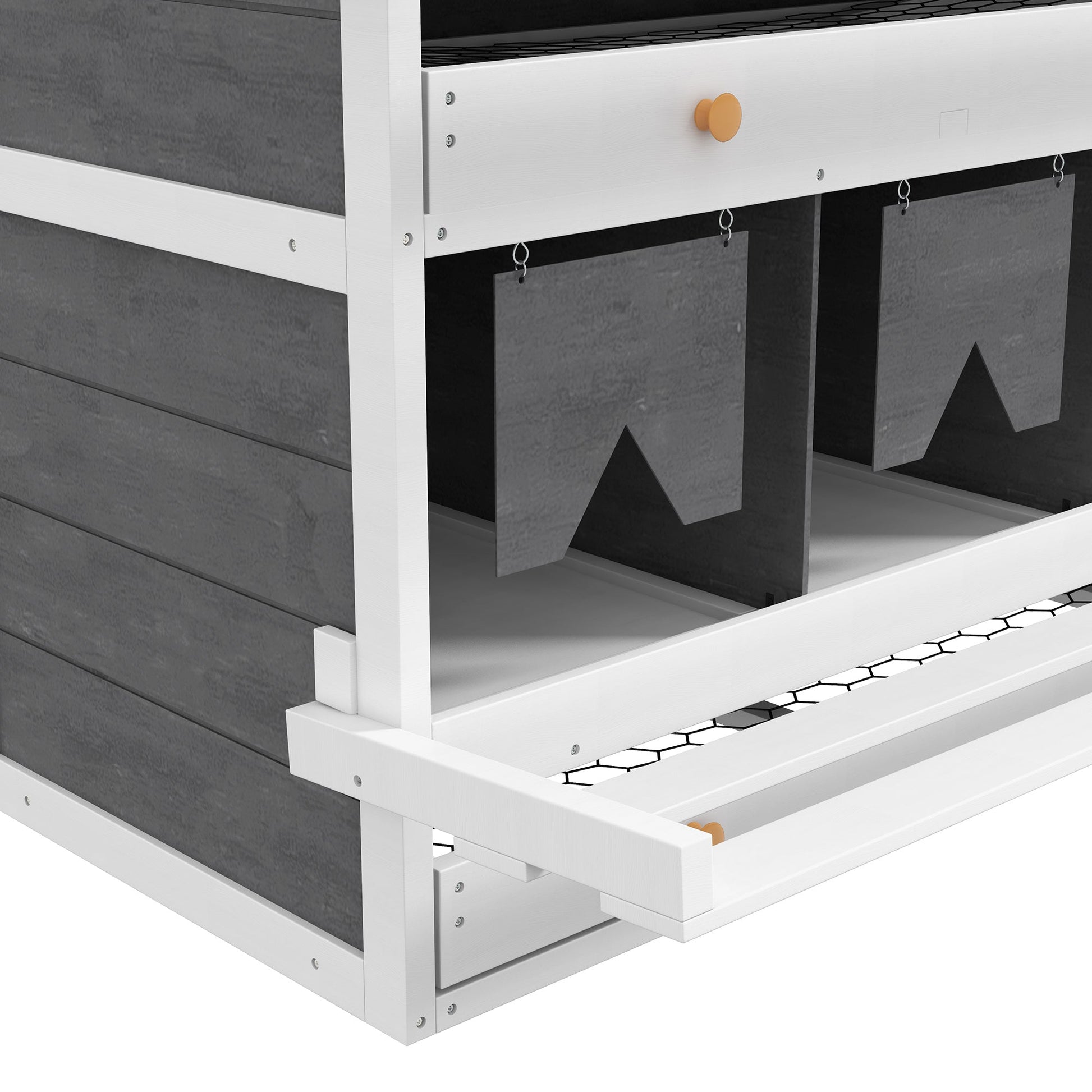 HKM-1336637 8 Compartment Wooden Chicken Nesting Box with Egg Collection Trays and Perches for 16-32 Hens