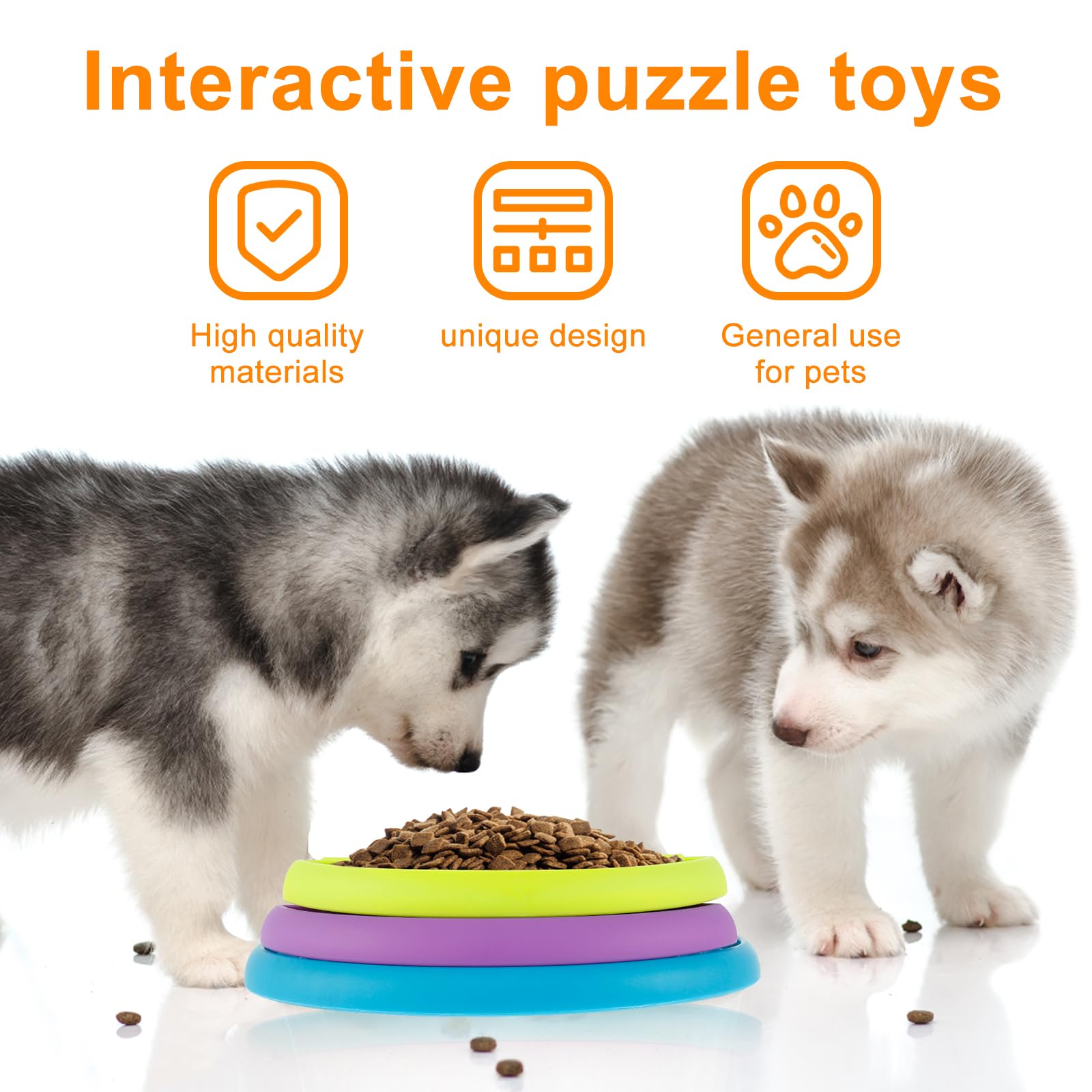 HKM-1336765 3-in-1 Slow Feeder Bowl with Rotating Tiers and Lick Mat for Medium & Large Dogs