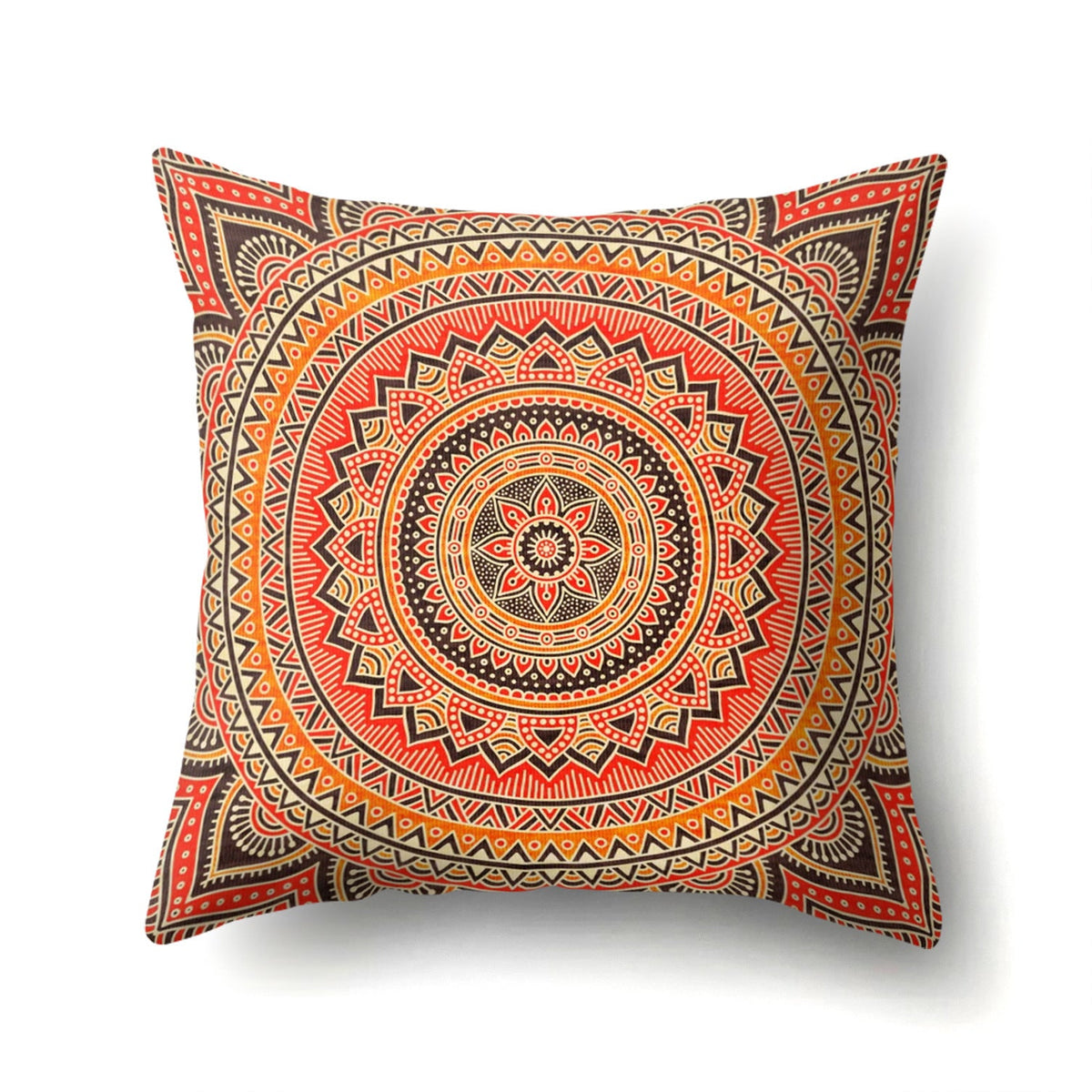 HKM-133715 Peach Velvet Mandala Textured Pillow Cover, 45cm x 45cm, Cotton and Polyester Blend
