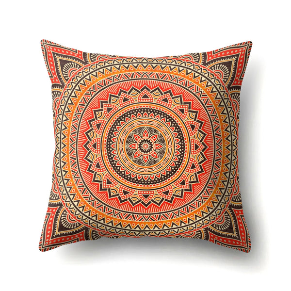 HKM-133715 Peach Velvet Mandala Textured Pillow Cover, 45cm x 45cm, Cotton and Polyester Blend