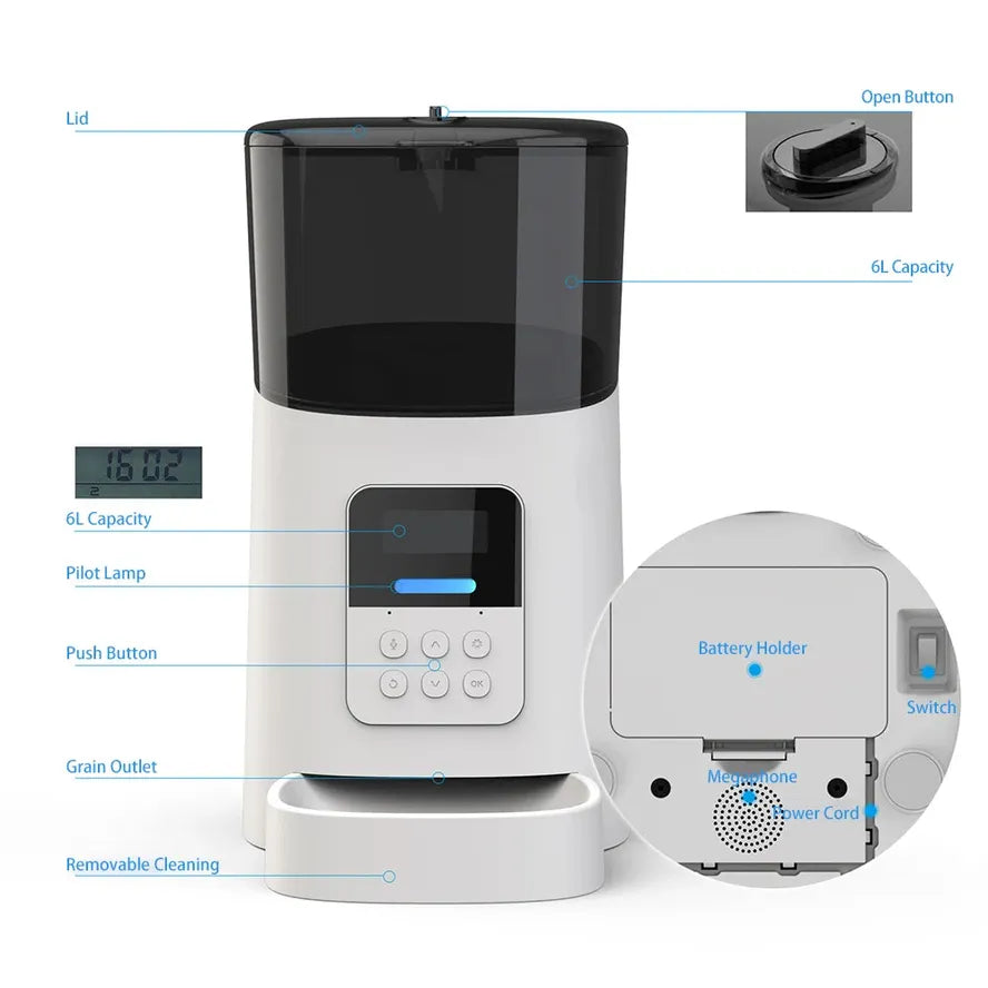 HKM-133779 Automatic Smart Pet Feeder with Time Control - Model KF8013 - Available in White and Black