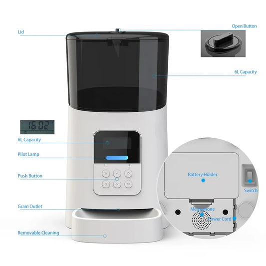 HKM-133779 Automatic Smart Pet Feeder with Time Control - Model KF8013 - Available in White and Black