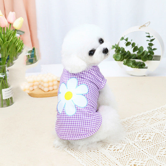 HKM-1339325 Five-Color Flower Vest Costume for Puppies - Cute Polyester Outfit in Multiple Sizes