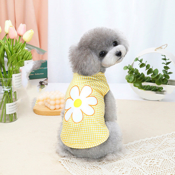 HKM-1339325 Five-Color Flower Vest Costume for Puppies - Cute Polyester Outfit in Multiple Sizes