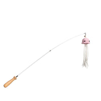 HKM-1339581 Telescopic Steel Wire Cat Toy with Beech Handle and Bell, Durable Funny Cat Stick