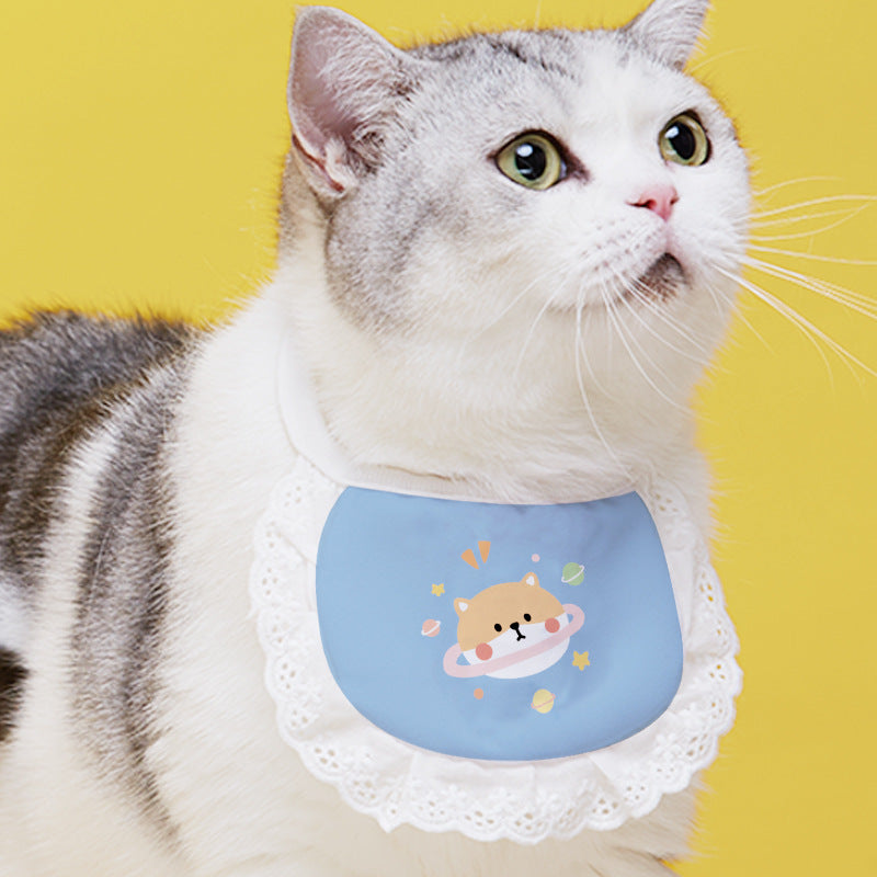 HKM-1340733 Cute Cartoon Cat Bibs in Various Colors and Patterns for Pets