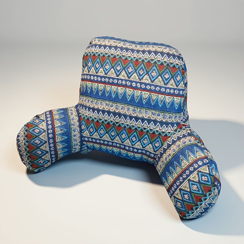 HKM-134163 Bohemian Reading Pillow with Armrests - Multi-functional Back Support Cushion for Bed, Sofa, and Chair