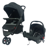 HKM-134355 3-Wheel Baby Jogger Stroller with Car Seat, One-Hand Foldable 2-in-1 Design for Infants