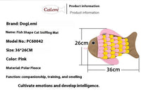 HKM-1344701 Fish-Shaped Pink Fleece Cat Toy Blanket and Training Food Bowl - 36 x 26CM