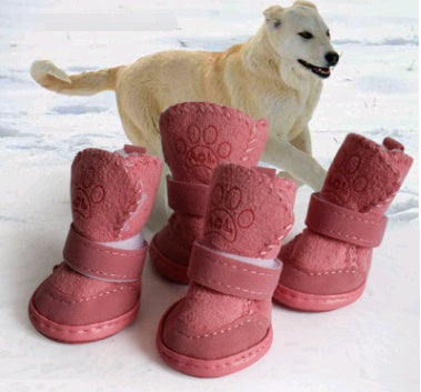 HKM-1345341 Lambskin Winter Pet Boots Set for Dogs - Warm and Stylish, 4 Pieces